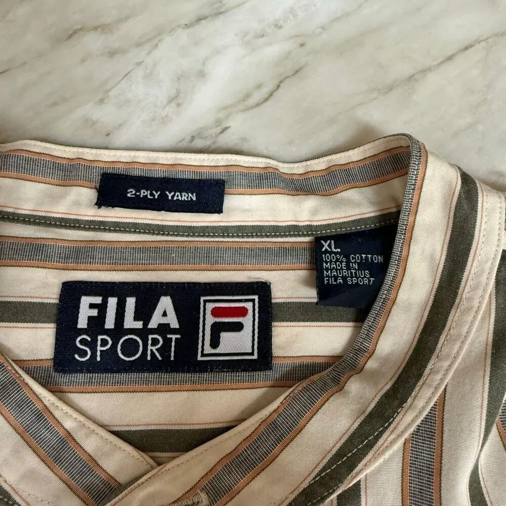 Fila Sport vintage 100% cotton 2ply yearn long-sleeve striped size XL